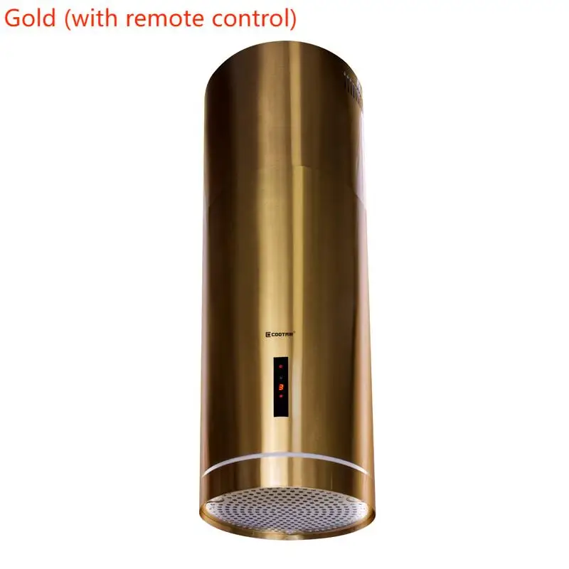 Black Circular Island Range Hood Silent Smoke Exhaust Hood Column Ceiling Suspended Top Chimney for Kitchen Cooking Utensils