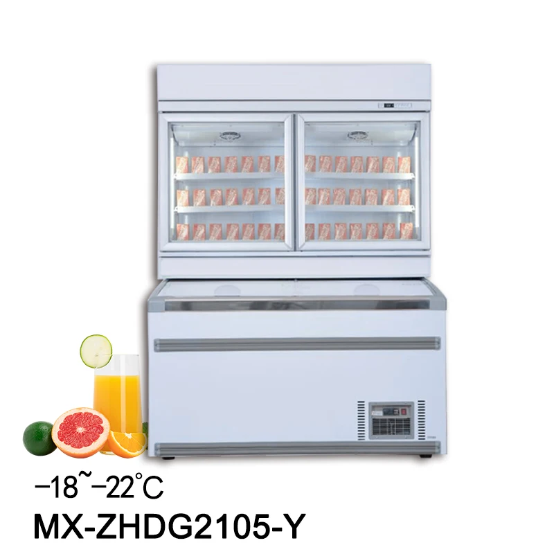 MUXUE combine half freezer and refrigerator ice cream freezer chiller with freezer glass doors for convenience store