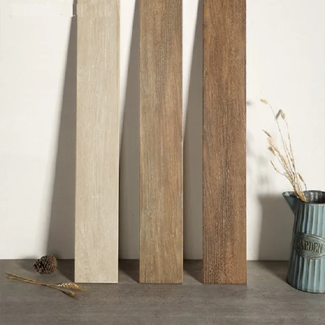
6x36 China rustic wood porcelain tile, natural timber ash glazed porcelain floor tile 