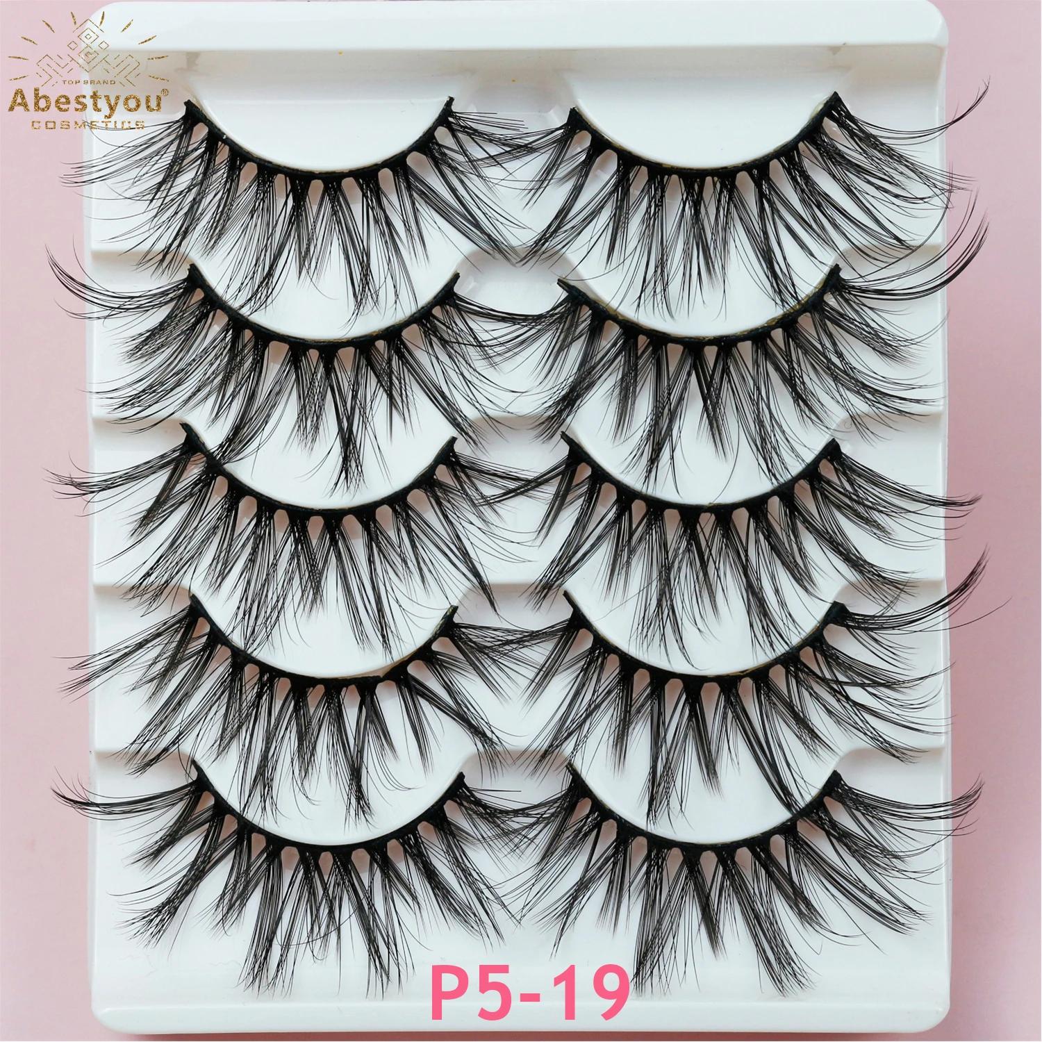 Abestyou 5Pairs Lashes Natural Transparent Terrier Long Sparse Cross False Eyelashes Fake Eye Lashes Extensions Eyelash Makeup