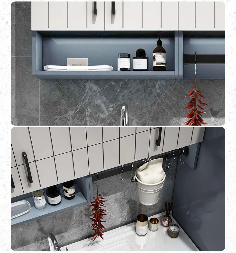 Customized Modern Simple Design Wash Laundry Sink Cabinet Apartment Washing Machine Laundry Cabinet