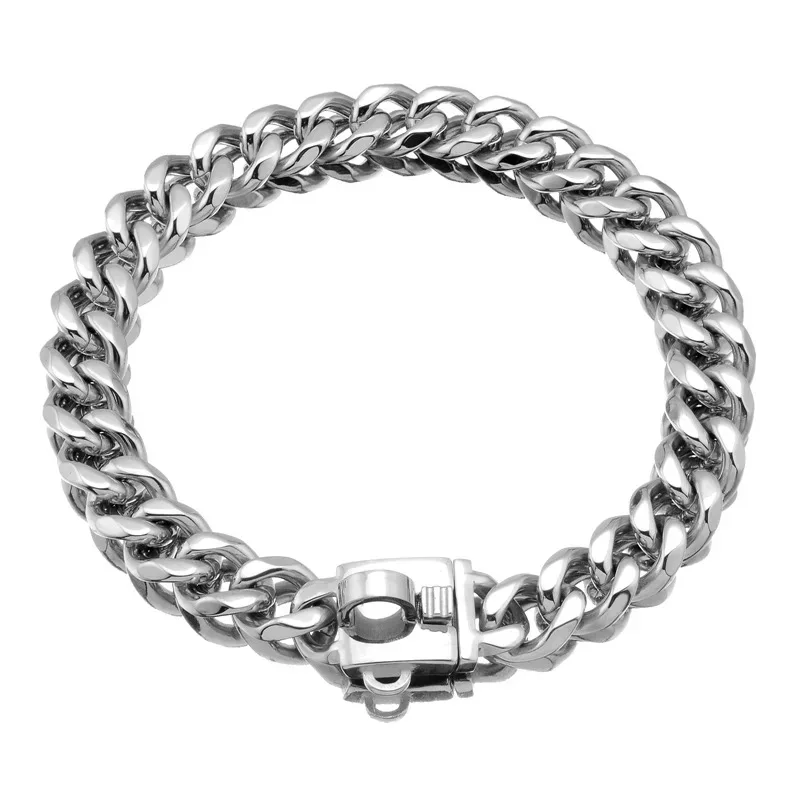 Factory Stainless Steel Chew Proof  19MM Gold Dog Chain Collar Metal with Design Secure Buckle for Dogs Cats