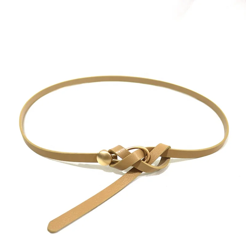 
High Quality Fashion Ladies Bow Design Splendid Buckles Belt Genuine Leather Thin Belt 