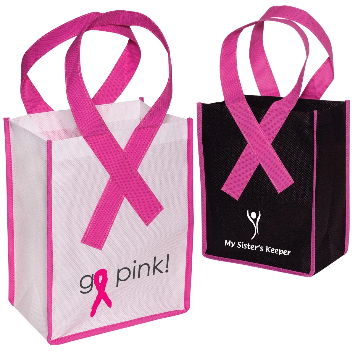Branded Fight Against Breast Cancer Go Pink Recycled Non-woven Grocery Shopping Bag