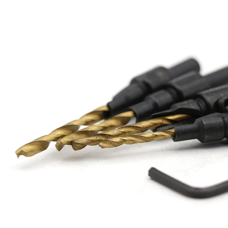 5pcs Countersink Drill Woodworking Drill Bit Set Drilling Pilot Holes For Screw Sizes #5 #6 #8 #10 #12