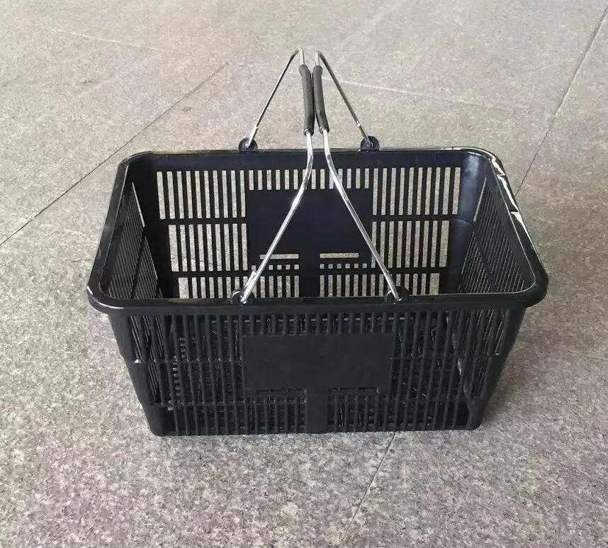 17L Black Plastic Food Carrying Basket for Shopping Mall Use Manufactured by Top Baskets Company