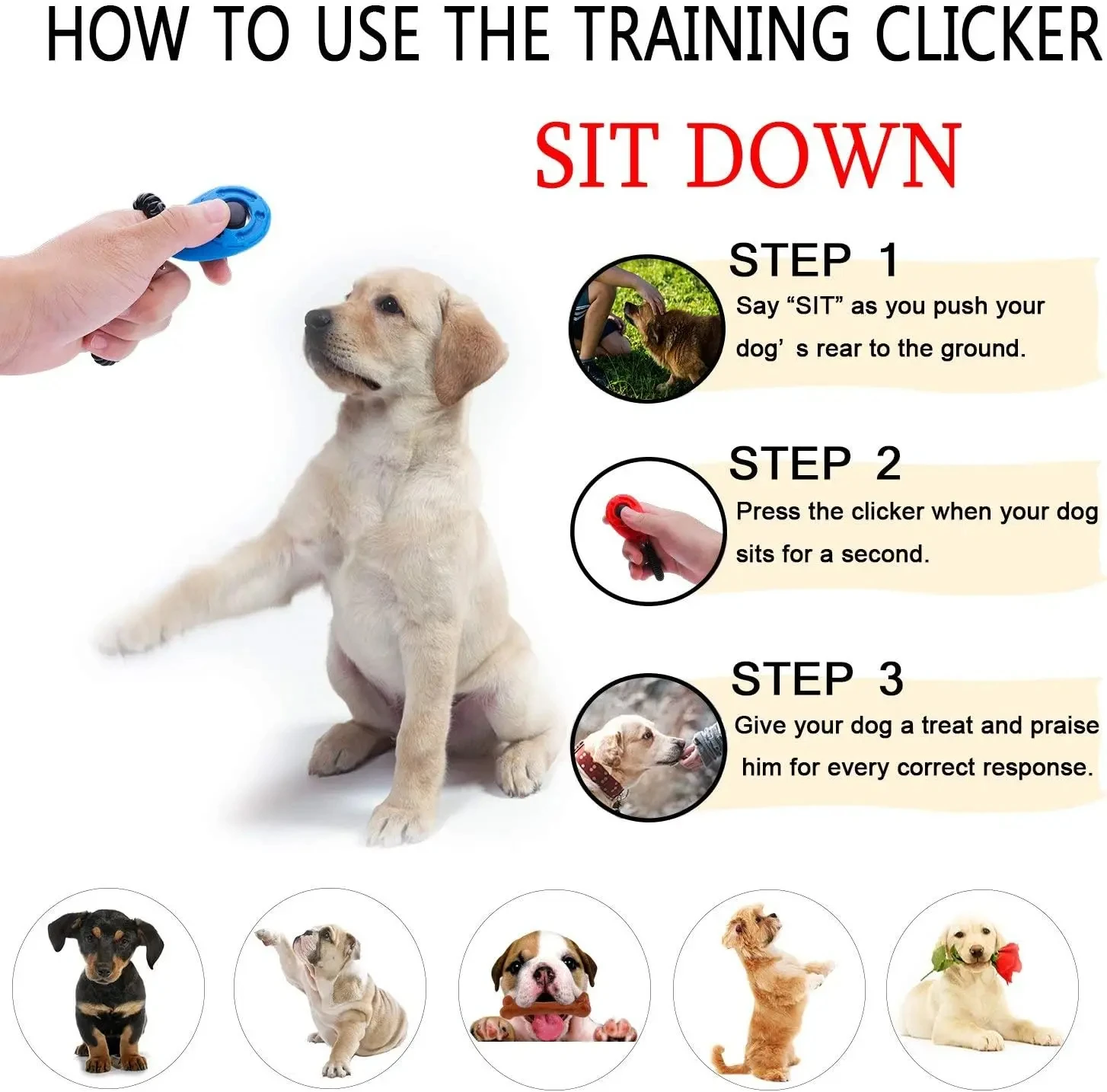 Portable Pet Training Clicker with Adjustable Wrist Strap Dog Correction Instruction Behavioral Clicker