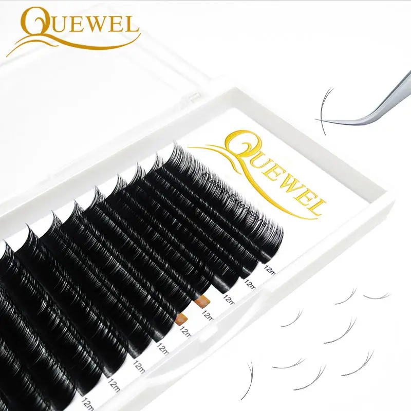 Quewel 2019 Hot Selling Soft Flat Eyelash Extension Of Eyelash Extension And Wholesale Ellipse Flat Eyelash Extension For Salon