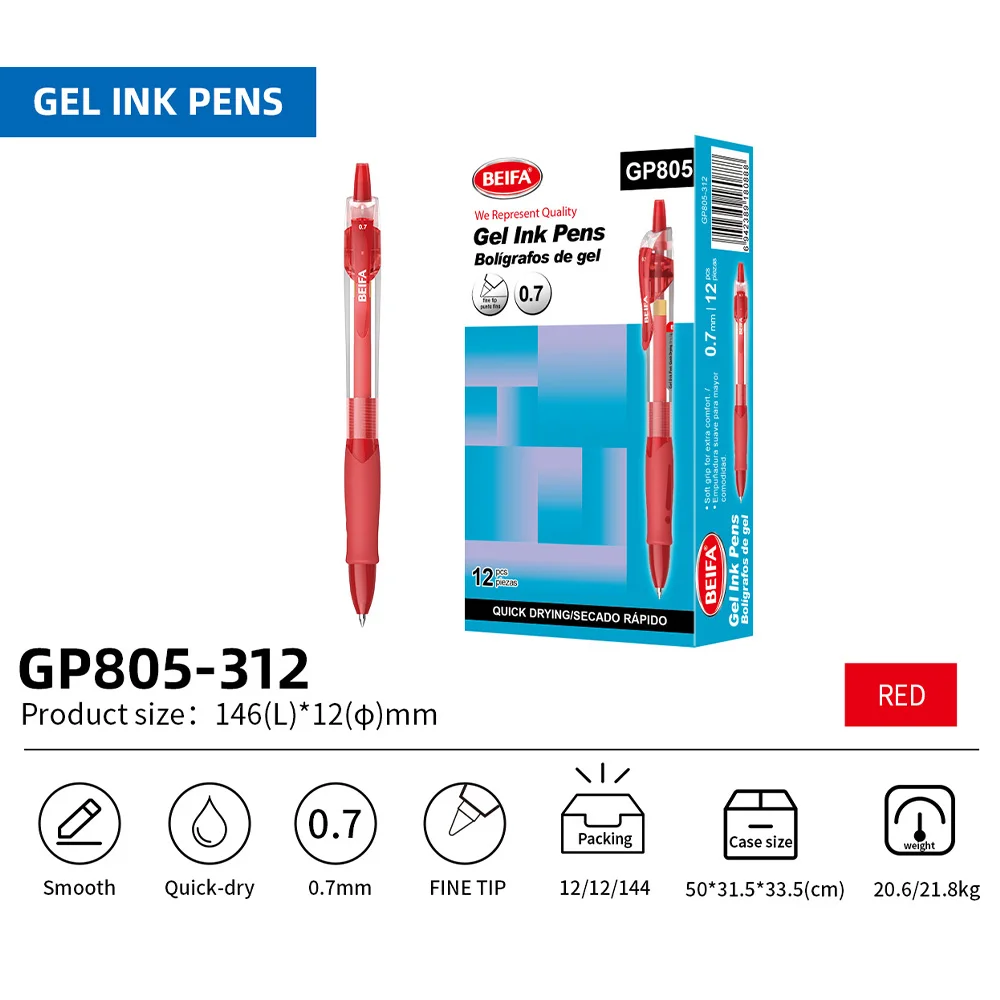 BEIFA GP805 0 5 мм тонкий наконечник выдвижные 3 вида цветов чернила персонализированные ручки быстросохнущие гладкие дополнительные гелевые с пользовательским логотипом