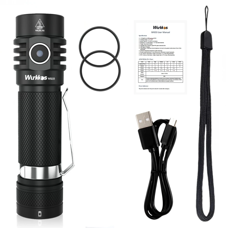 Wurkkos WK03 компактный и портативный дизайн 1800lm IPX8 водонепроницаемый SST40 EDC фонарь ударопрочный самозащитный светодиодный фонарик