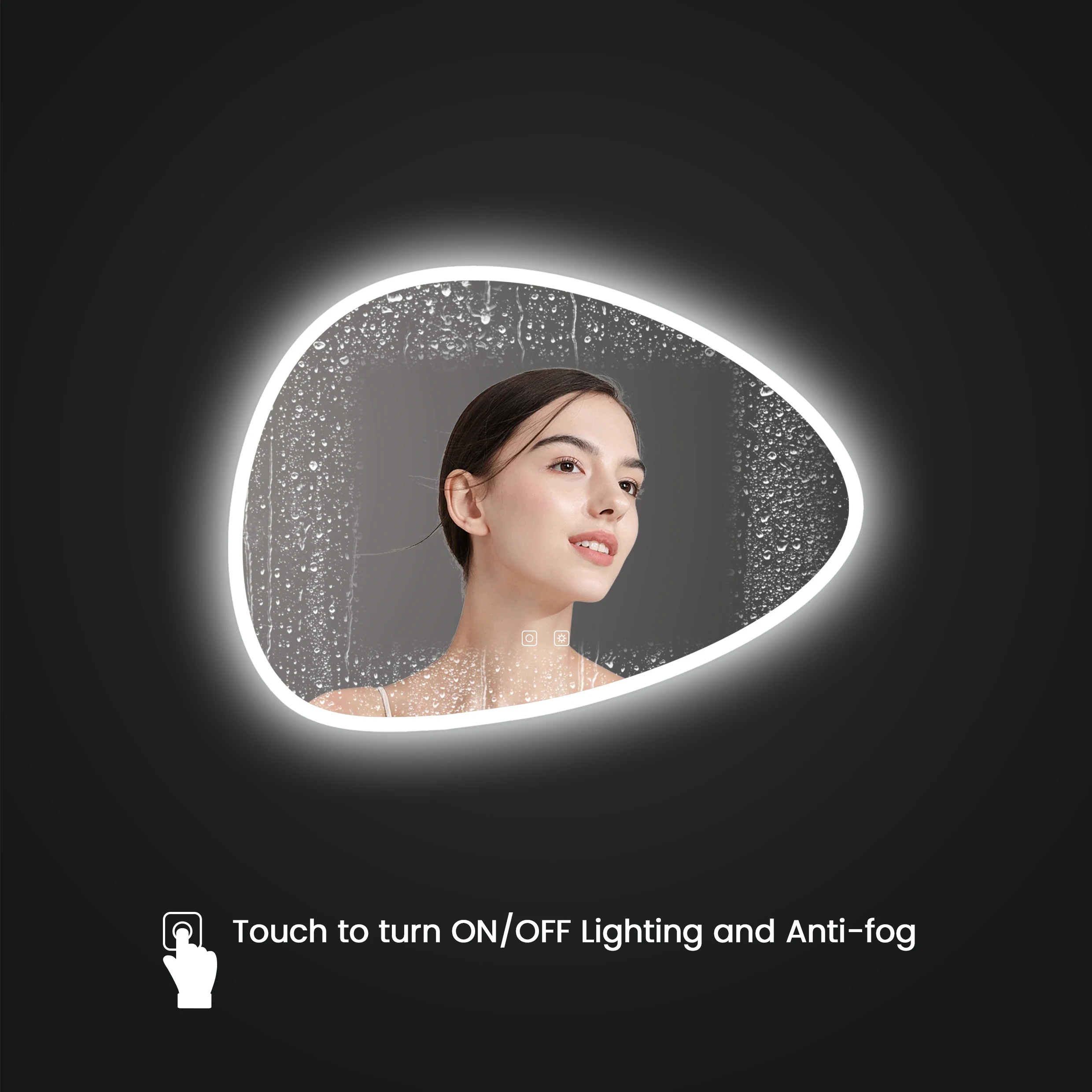 Modern Bathroom LED Smart Mirror Wall-Mounted Irregular Hanging Makeup Mirror Bright LED Light Waterproof Decorative Bathroom