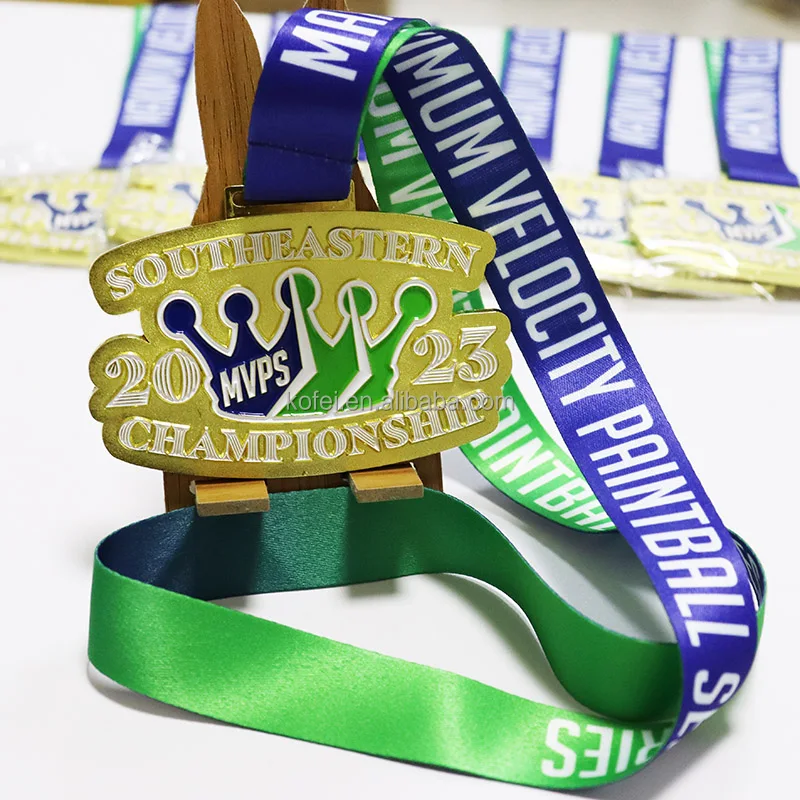 Kofei OEM/ODM Zinc Alloy 3D Award Gold Soccer Football Engraved Custom Logo Metal Medals Sport Run 5k 10k Marathon Medal