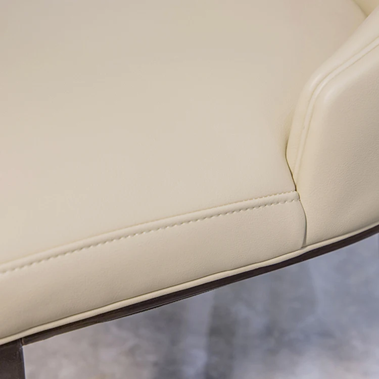 Classical European Style Upholstery Leather Dining Chair Wooden Legs Creative Backrest Buttons Back Chair For Restaurant