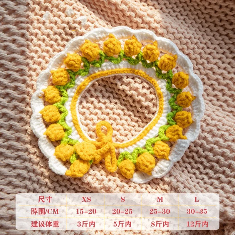 LM0284G Hand woven collars for dogs Dog crochet scarf accessory photograph accessory cute saliva towel
