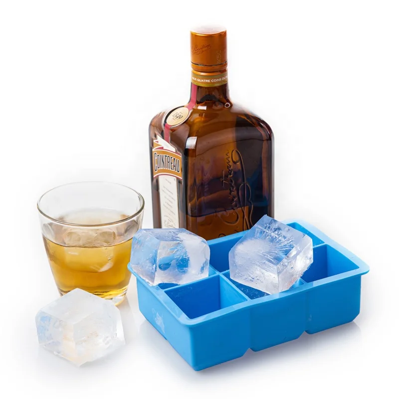6 Cavity Giant Big Square Shape Silicone Popsicle Ice Cube Mold Tray