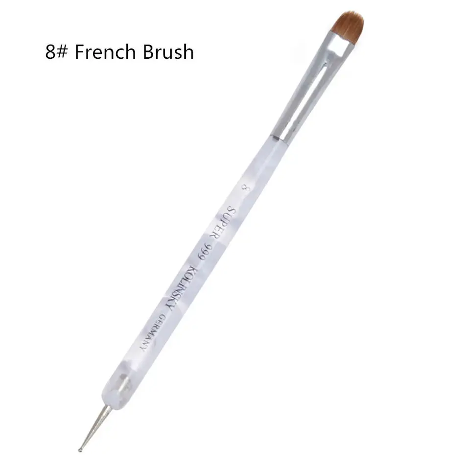 High Quality Custom French Brush Nail Art Polish Dotting Pen Tool Double End Nail Painting Acrylic Pinceles Sable Nail Art Brush