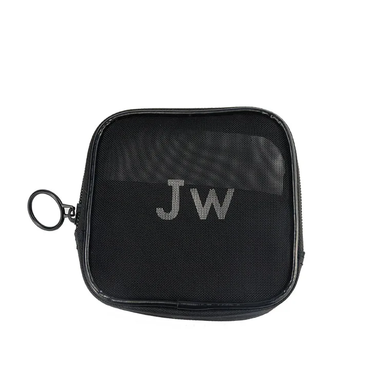 New Arrival Hot Sale Custom  Travel Kits Mesh Pouch Kids Black Cosmetic Bag Makeup