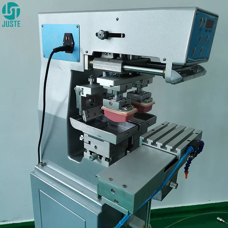 2 Color Pad Printer Fully-Automatic Fully Automatic Feeder Slipper Fans Spd Pad Printing Machine for Note Clothes Golf Tees Tube