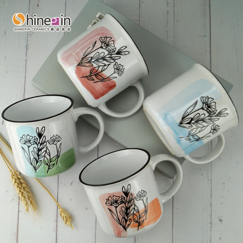 Factory Wholesale Animals Homeware Hand Painting Sublimation While Coffee Cups Tableware set Dinnerware Mugs