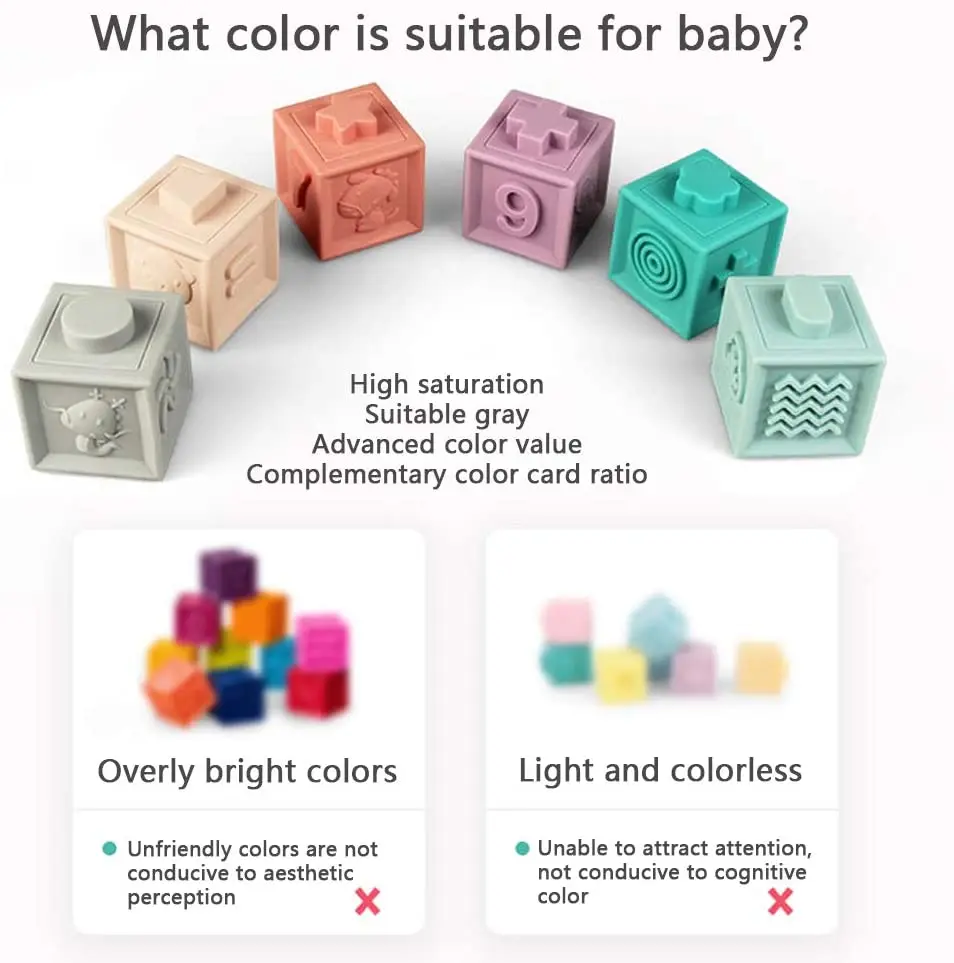Soft Building Blocks Baby Toys Teethers Toy Educational Squeeze Play Toys Baby Stacking Cube Baby Soft Blocks