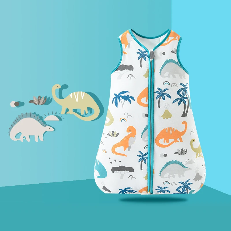Wholesale High Quality 2-way zipper short sleeves cotton baby sleeping bag for boys girls