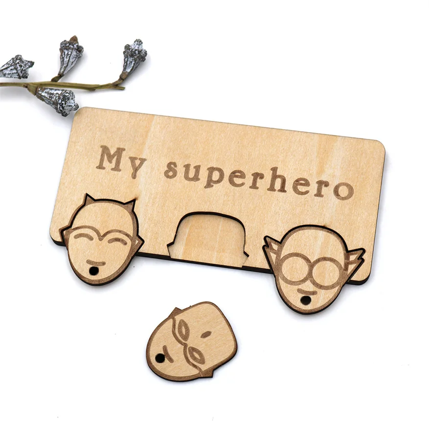 My Superhero Wooden Family Key Chains for Boys Girls Kids Favorite Reward Decorative Toy