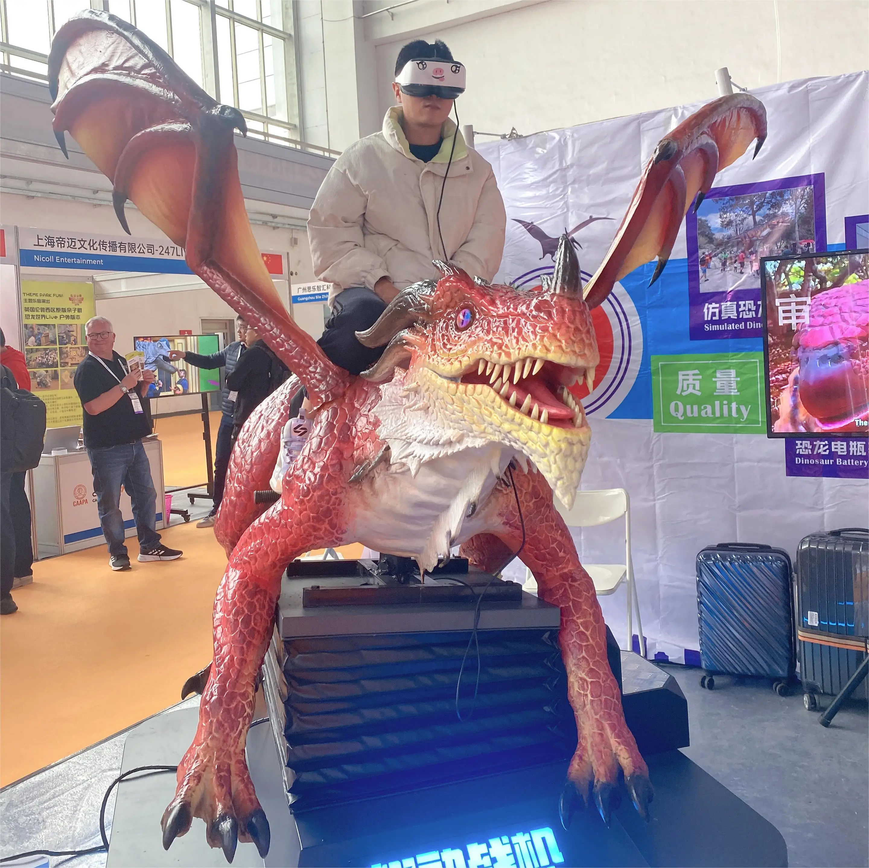 Amusement Park Rides Dinosaur Animatronic Dinosaur Ride Machines for vr game