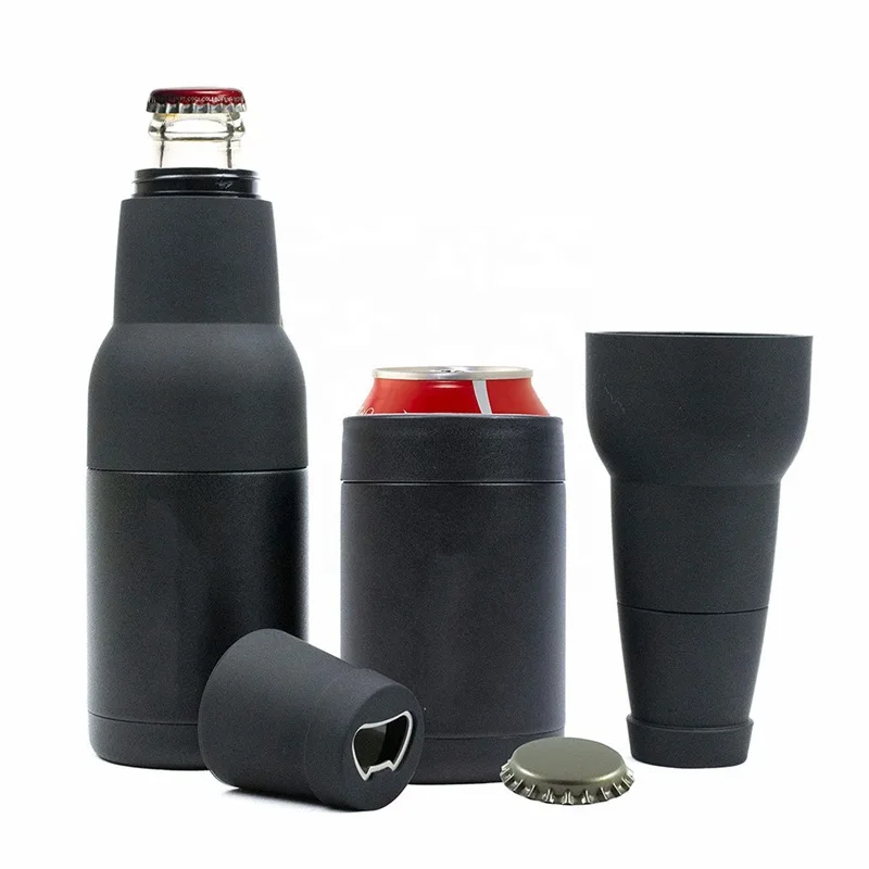 Vacuum Insulated Double Walled Stainless Steel 4 in 1 tumbler beer can Beer Can and Bottle Cooler with Beer Opener