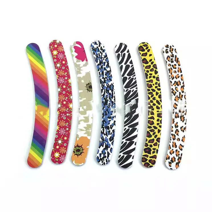 Custom Logo Double Sided Nail File Eva Curved Banana Shaped Sand Strip Printed Nail Polish Strip Sponge Material Custom Logo