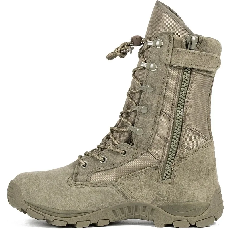 Customized Safety Zipper High Top Combat Boots Waterproof Work Shoes Men Outdoor Sports Training Desert Hiking Tactical Boots