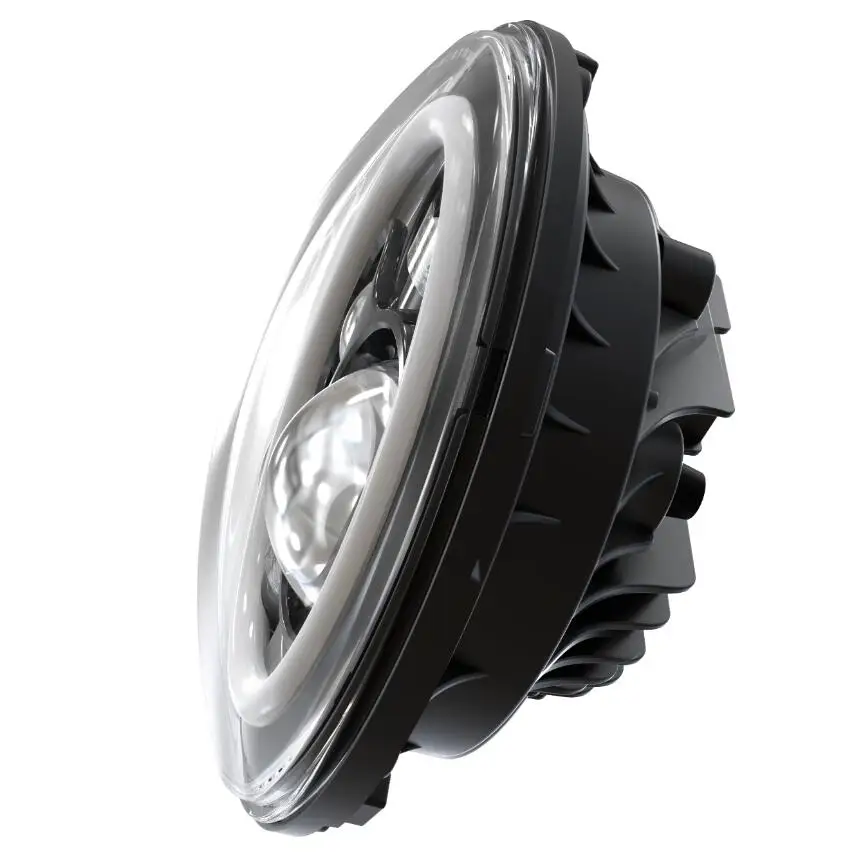 7 Inch Headlight Riund Halo DRL Hi/Lo Beam LED Lamp for Universal Harley and Jeep Wrangler JK