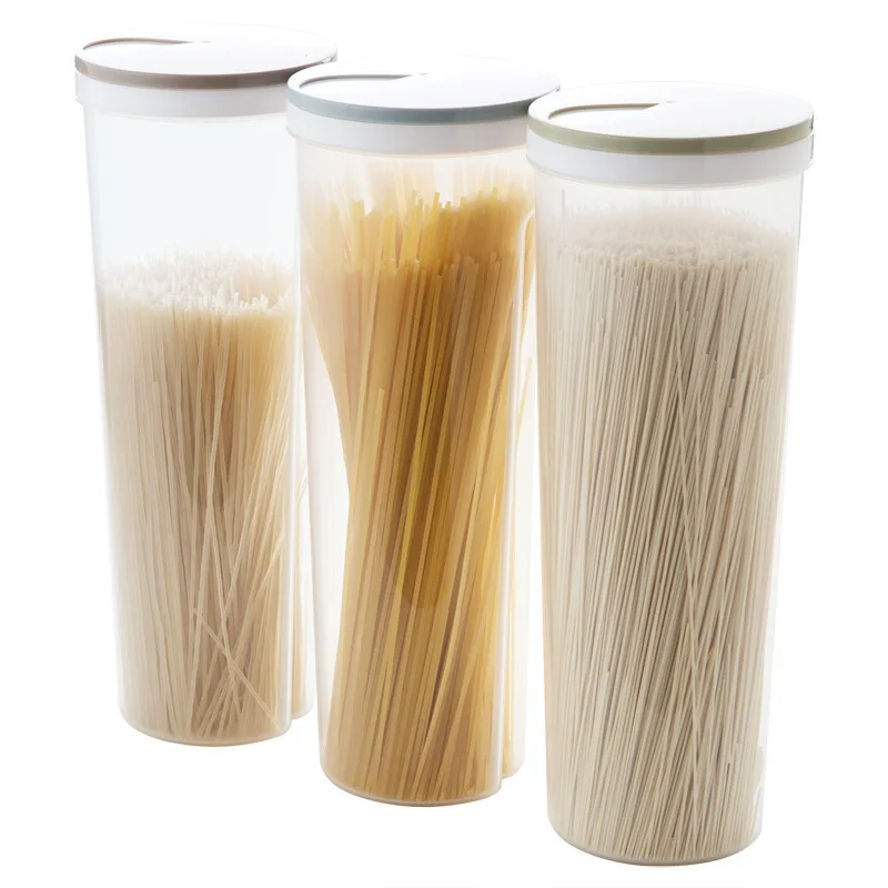 Plastic Tall Food Storage Spaghetti Noodle Pasta Container with Locking Lid Clear Dry Food Keeper Canister Cereal Crisper Box