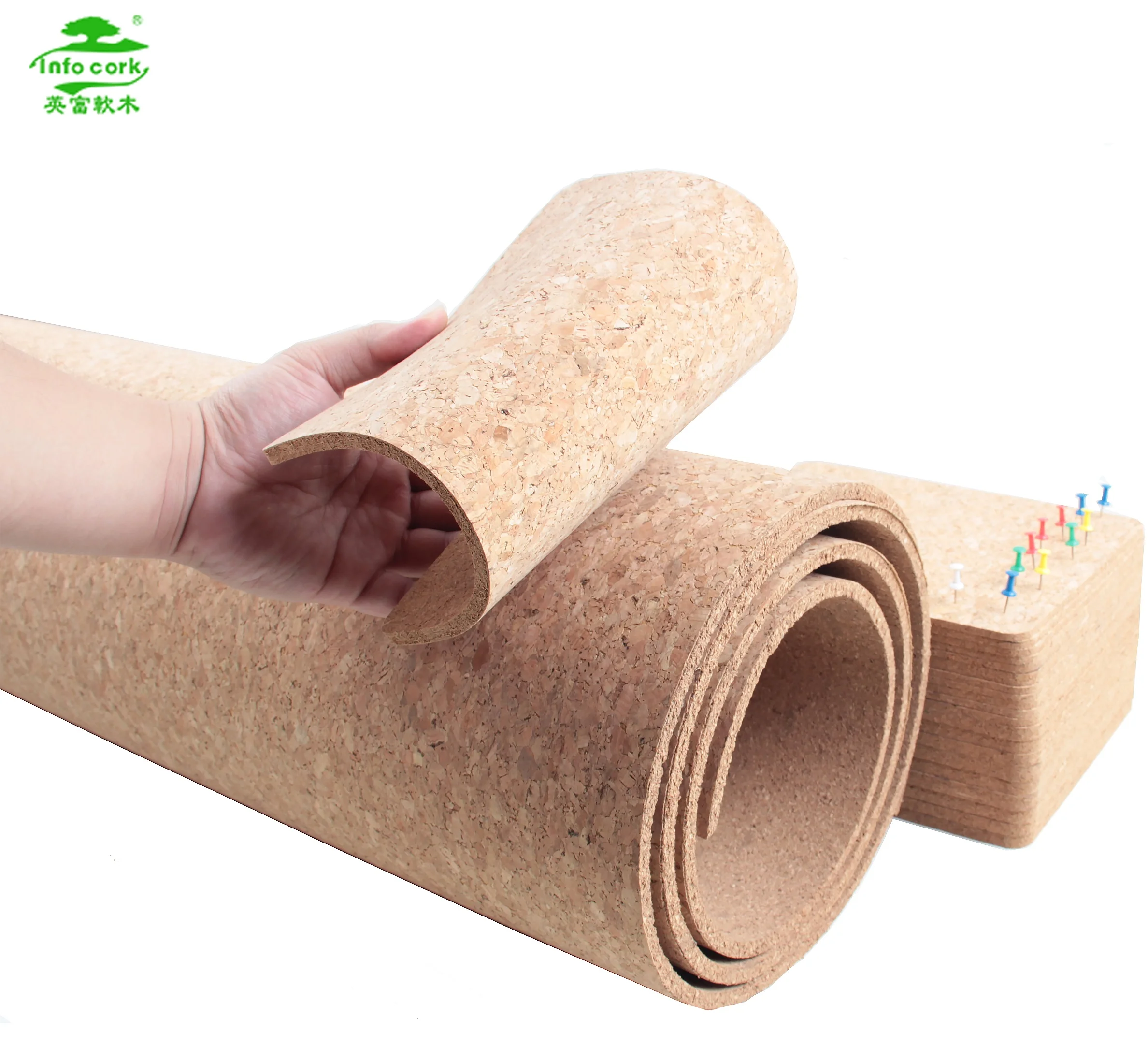 Wholesale 2mm Natural cork fabric board Portugal Imported Cork Roll High Quality Cork Sheet Rolls For soft wall or Floor