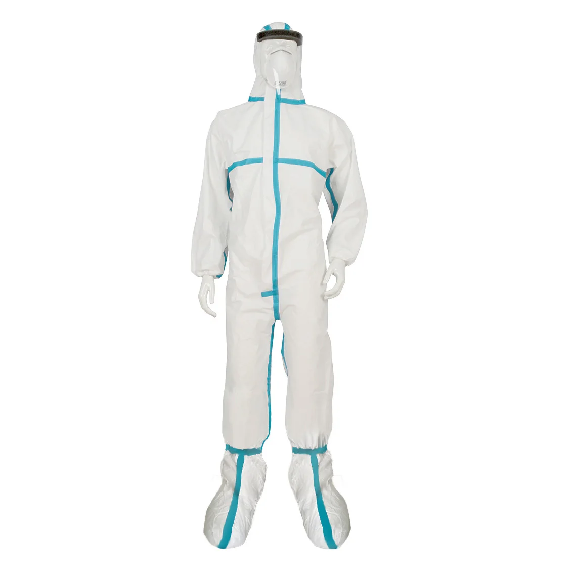 Hazmat Suits Disposable Protective Coveralls Heavy Duty Full Body Painters Suit for Men Women With Attached Hood and Boots