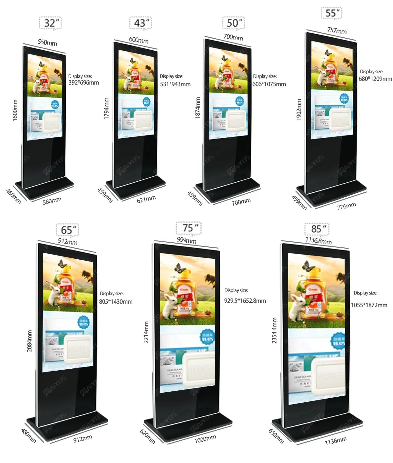Digital Signage And Displays 55 Inch Advertising Totem Screen For Advertising Digital Totem Monitor Taxi Advertising LCD Display