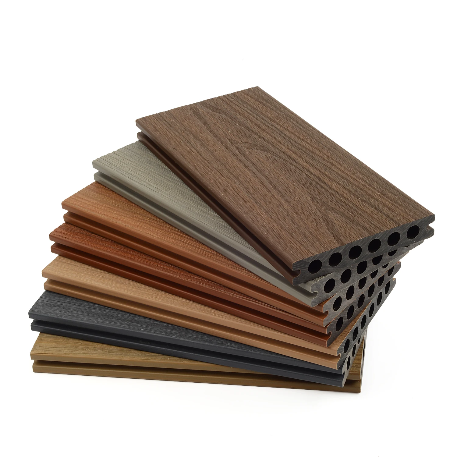 Modern Durable Waterproof WPC Composite Deck Board Wood Teak Material PVC Outdoor Deck Floor Covering Exteriors