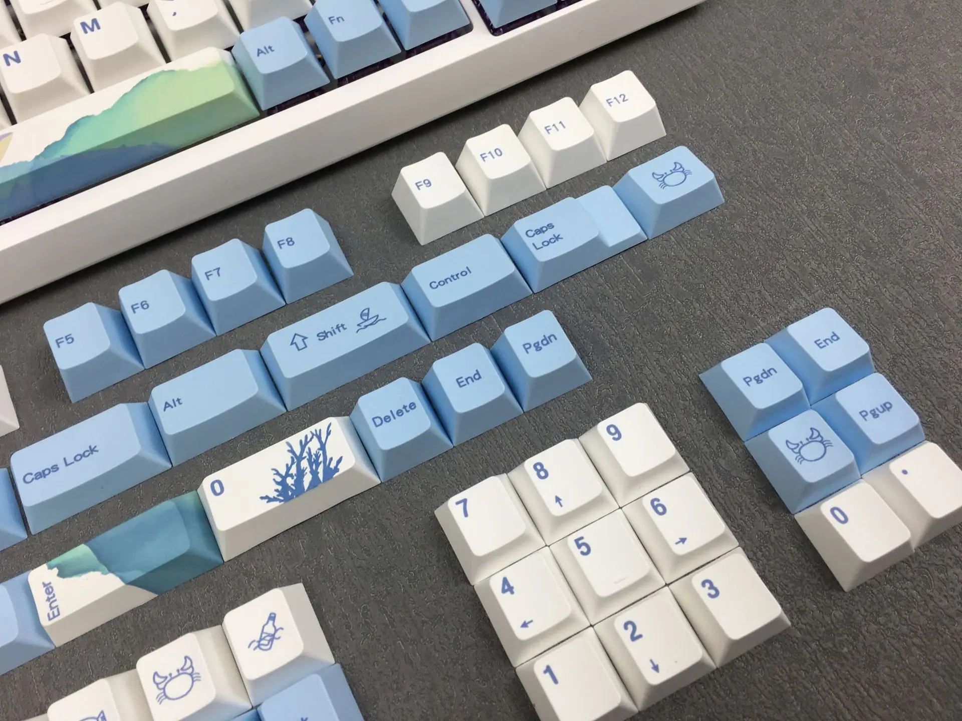 HZGAMER 129 keys Oceans Keycaps Set, Custom HXDA Profile Keycap Pudding Dye Sublimation Keycap