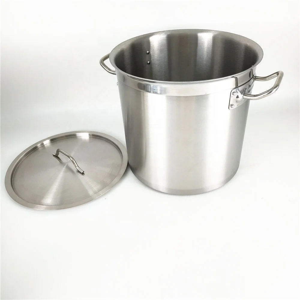 Large hotel restaurant cookware 30 liter 3 layers composite bottom stainless steel heavy duty soup bucket / stock pot