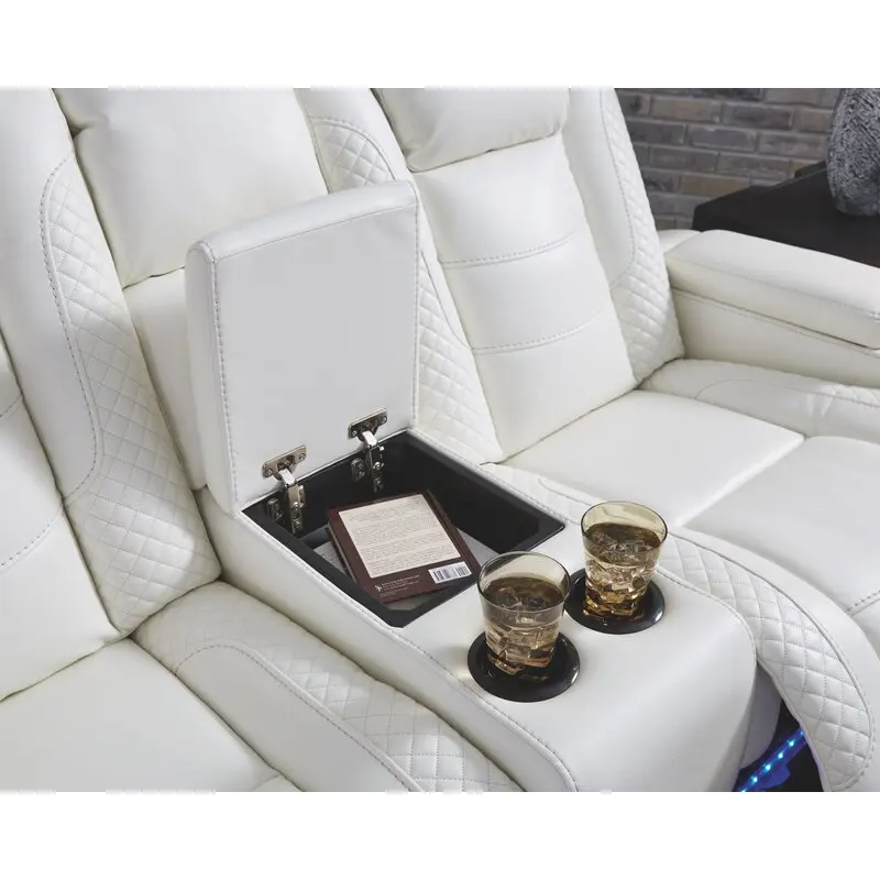 Factory direct white leather 4 3 2 1  cinema Home Theater Sofa With Cup Holders,Computer table,Storage arm