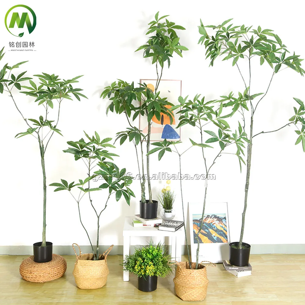 Popular hot sale Artificial Pachira macrocarpa tree bonsai high simulation Pachira aquatica greenery potted for decoration