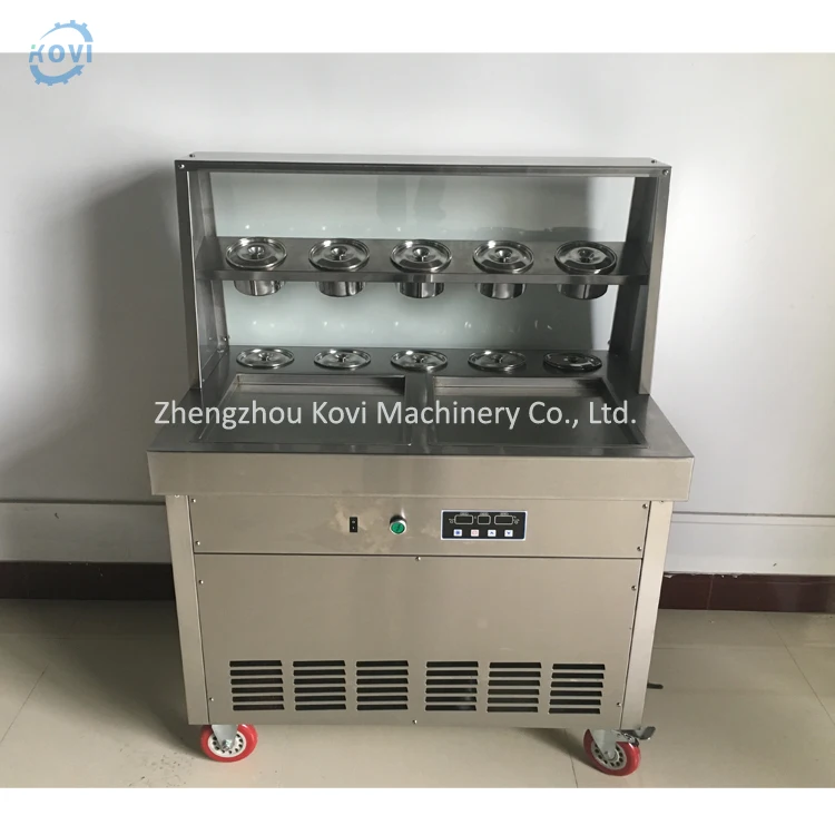 Flat round plate Thai fry roll ice cream pan fried ice rolled pan machine price