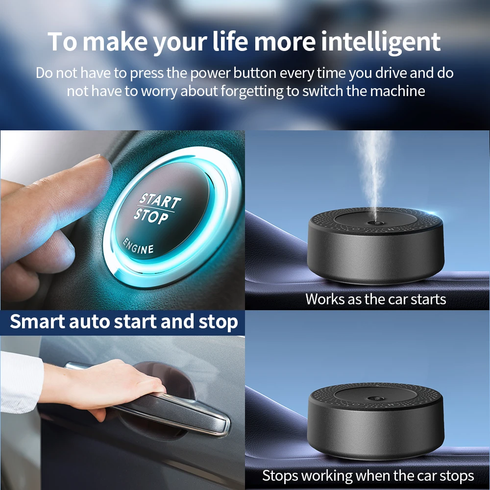 Portable Smart Rechargesble Car Diffuser Machine Timer Black Nano Essential Oil Mini Electric Car Diffuser Spray