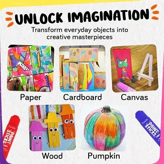 12 Tempera Paint Sticks for Kids & Toddlers - Quick Dry Non-Toxic Washable Paint for Kids - Art & Craft Supplies Set