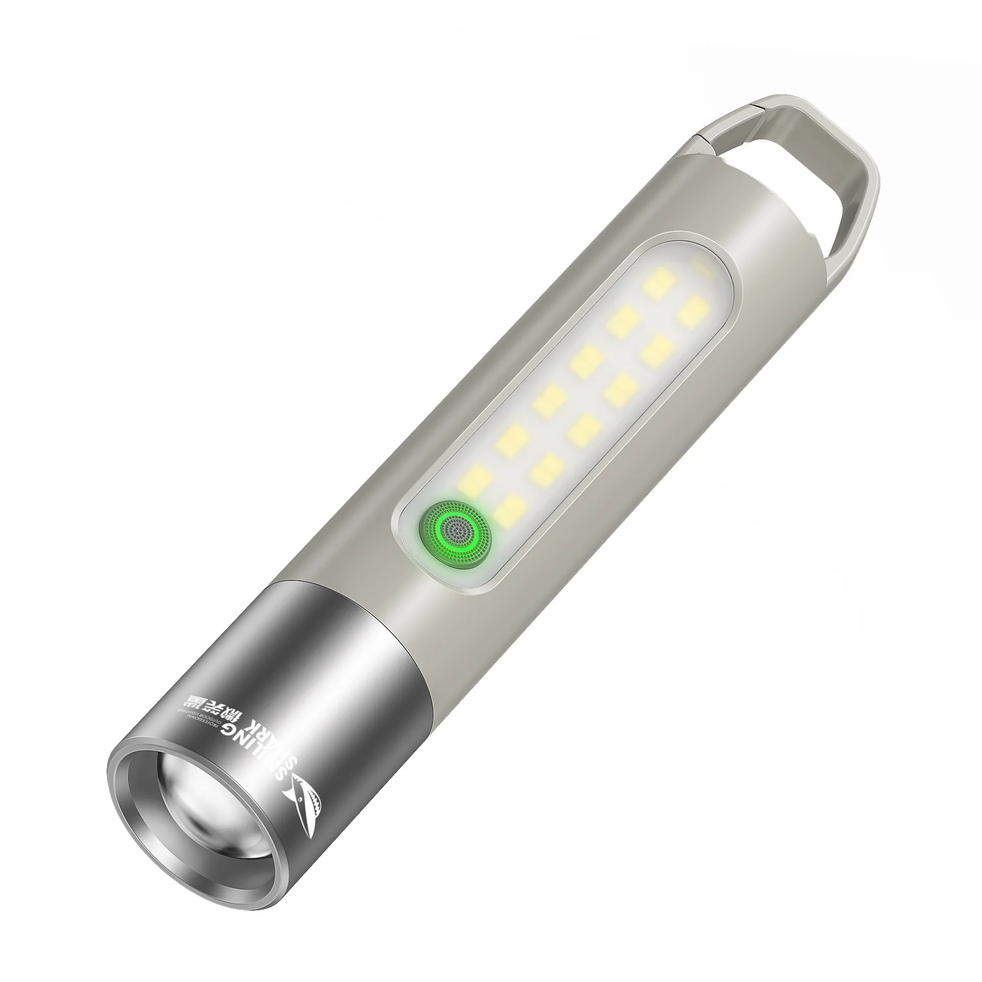 Double arc self-defense flashlight white laser high brightness multi-mode focusing self-defense ignition side light flashlight