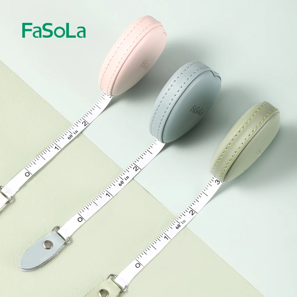 FaSoLa  1.5M Heart Shape PU Soft Tape Measure Double Scale Body Sewing Flexible Ruler Retractable Ruler with Push Button