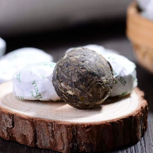 
Chinese Oriental Yunnan Puer Puerh Pu er Pu-er Pu-erh Mini Tuocha Compressed Raw Sheng Tea Square Ball in Souvenir Pot 