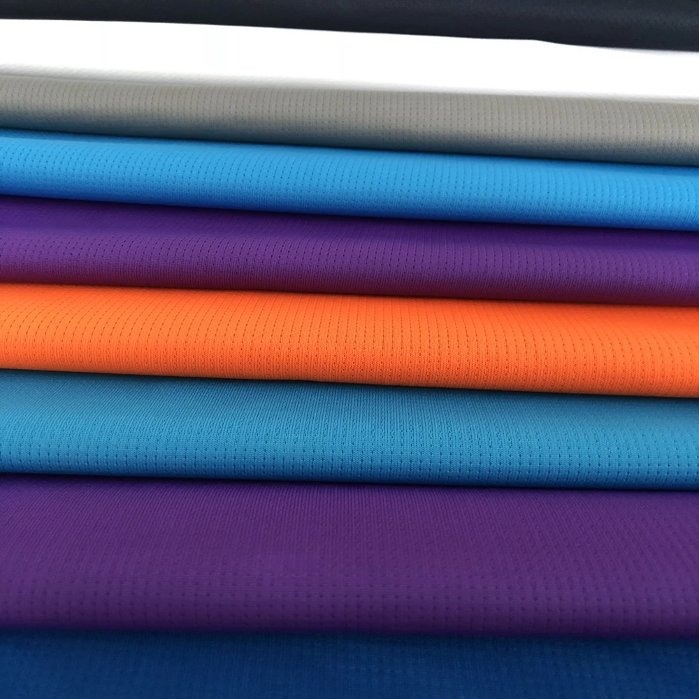 Moisture Absorption and Perspiration Eyelet Mesh Eco-friendly Anti UV 100 Polyester Knitted Fabric