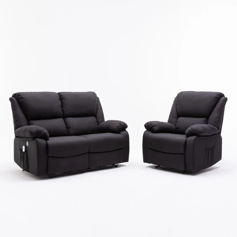 1+2 electric living room recliner sofa set with USB charger