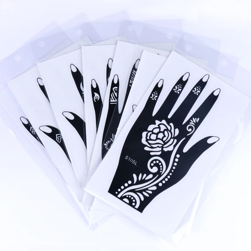 Easy to use mehndi stickers henna stencils sexy wedding pvc reusable hand tattoo stencil