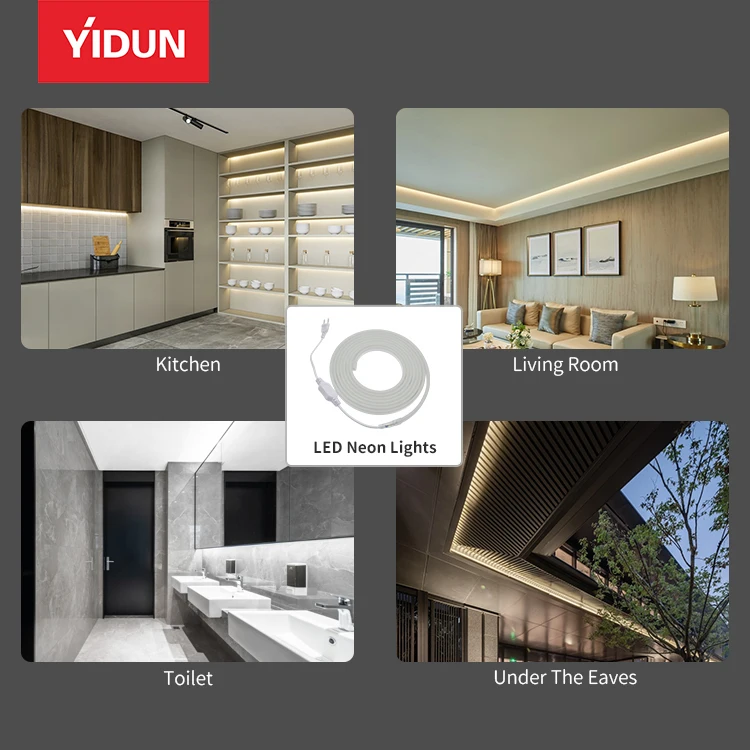 YIDUN YDN2835-120D-220V Custom Flexible Neon LED Strip Lights 6mm 8mm 16mm Strip Flexible Lighting Soft Neon Flex LED Neon Light